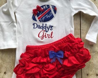 Buffalo Bills Inspired Daddy's Girl Shirt and Matching Ruffle Diaper Cover