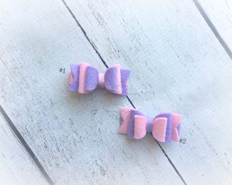 Felt Bow Hair clip Soft Baby hair clippie Pastel bow Pick one or two.