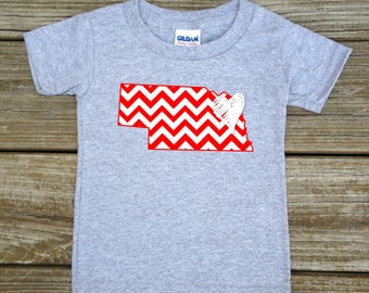 Nebraska Love Red White Baby Toddler Children Kids Boy Girl T-shirt or Bodysuit - Your Choice of Any State and Colors