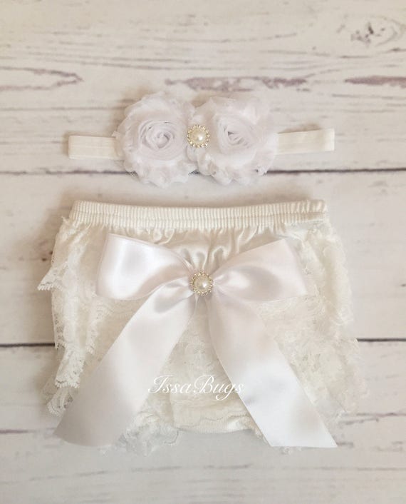 Baby Girls White Lace Bloomer SetWhite BloomersChristening