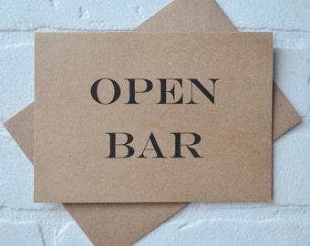 OPEN BAR usher card funny card will you be my best man open bar card will you be my groomsman kraft cards funny groomsmen proposal cards