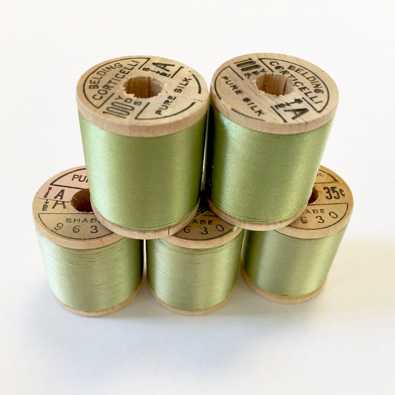 BELDING CORTICELLI Vintage Thread 9630 Lettuce Green Pure Silk