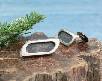 Wege Tenn Sweden Pewter Cufflinks - Knut-Erik Wallberg Design - Danish Modern Pewter Cuff Links - Mid Century - Men's Modernist Accessories