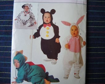 vintage 1990s Butterick sewing pattern 3050 UNCUT Infants halloween costumes dog bear bunny dinosaur sizes S-XL