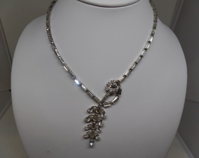 Gorgeous Vintage Sparkling Ice Baguette Crystal Necklace