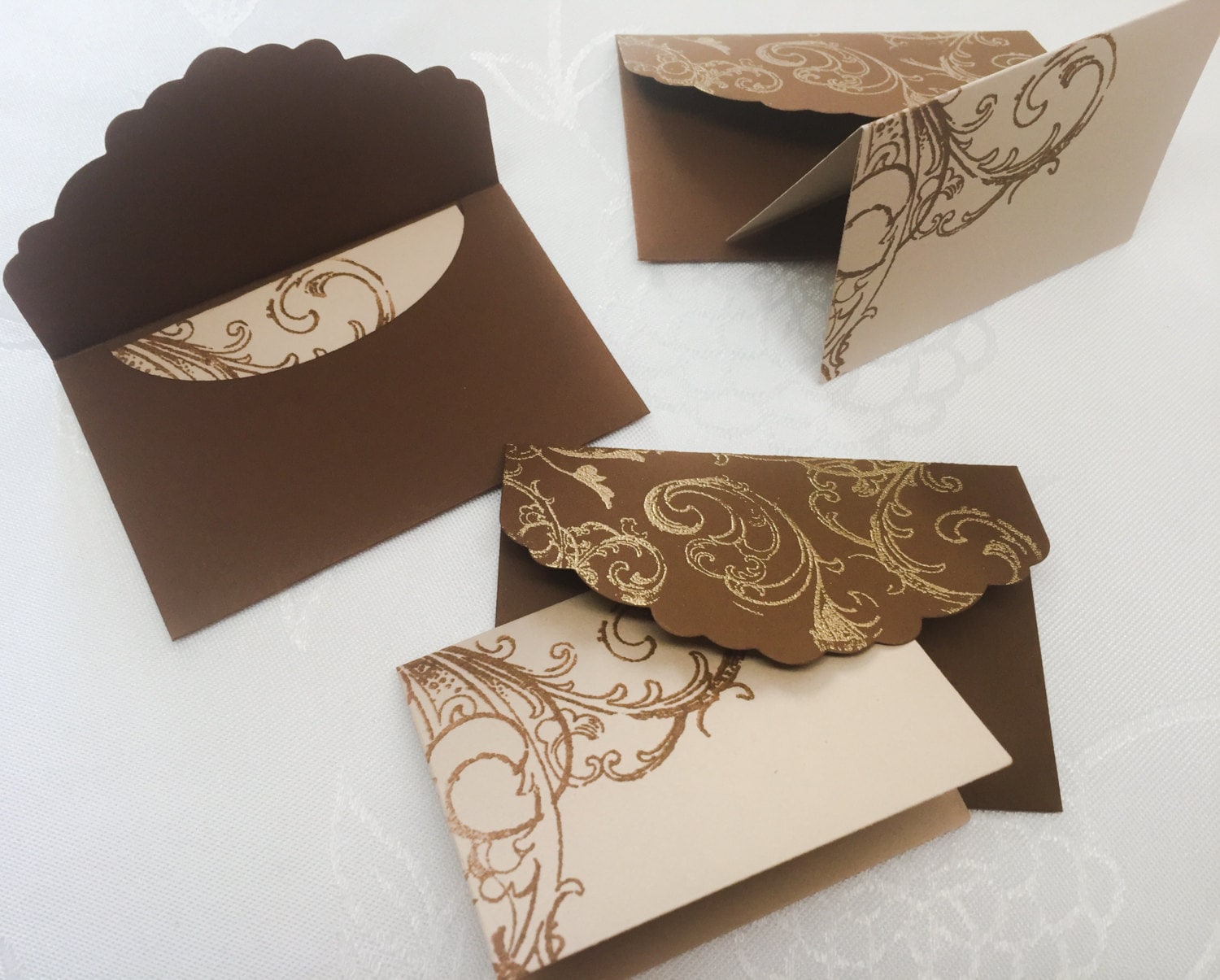 10 Hand made mini envelopes Elegant Gold envelopes