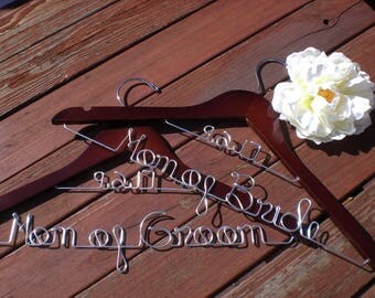 Set of 2 Wedding Hangers/Mother of the Bride and Mother of the Groom/Personalized Hanger/Personalized Custom Bridal hanger/ Bride