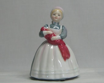 Vintage Royal Doulton Figurine The Rag Doll HN 2142 Hand Decorated Girl Holding Baby Doll