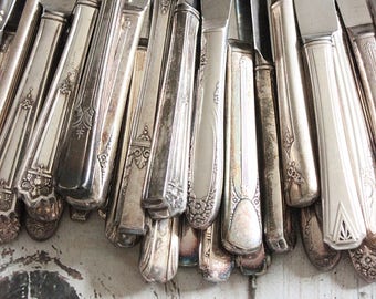 Wind Chime Parts Craft Silver Plate Silverware 45 Piece Knife Bell Necklace Parts Jewelry Making Supply Wind Chime Lot 11