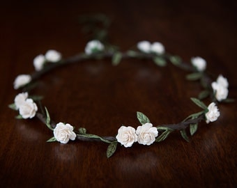 Ivory Rose Flower Crown - WEDDINGS, BRIDESMAIDS, FLOWERGIRLS