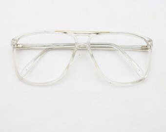 Rare 80's Vintage "MONSIEUR" Clear Double-Bridged Eyeglass Frames