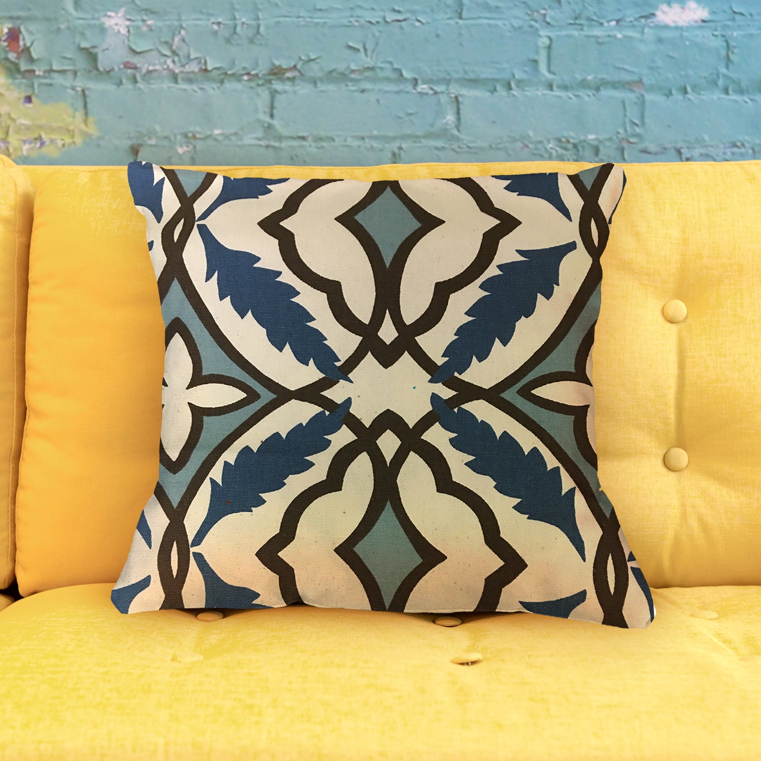 Modern Ocean Blue and Brown Pillow Cover 18