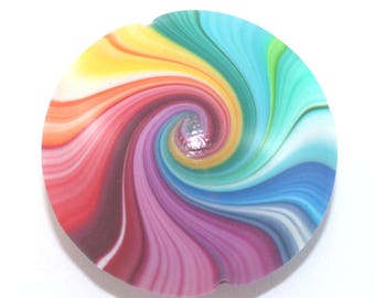 Spiral focal bead, colorful stripes swirl lentil bead, unique bead in rainbow colors, Jewelry Supplies