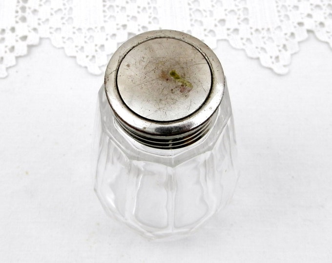 Vintage French Mid Century Glass and Metal Sugar Shaker, Dispenser, French Decor, French Country Decor, Kitchenalia, Brocante, Kitchen