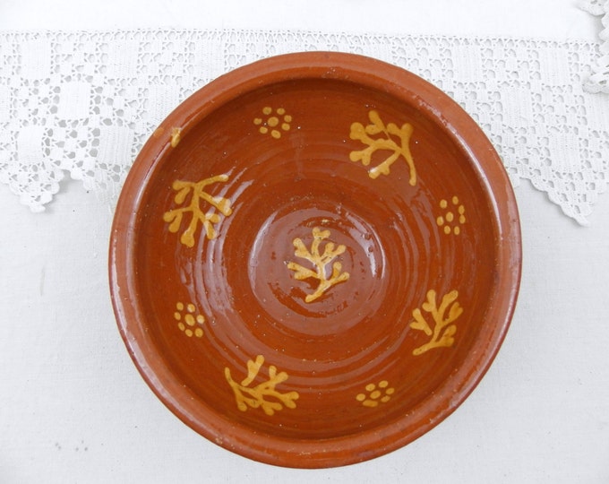 Antique French Provencal Mediterranean Farmhouse Ceramic Terracotta Pottery Slip Ware Glaze Bowl, French Country Decor, Rustic, Vintage Antique French Provencal Mediterranean Farmhouse Ceramic Terracotta Pottery Slip Ware Glaze Bowl, French Country Decor, Rustic, Vintage
