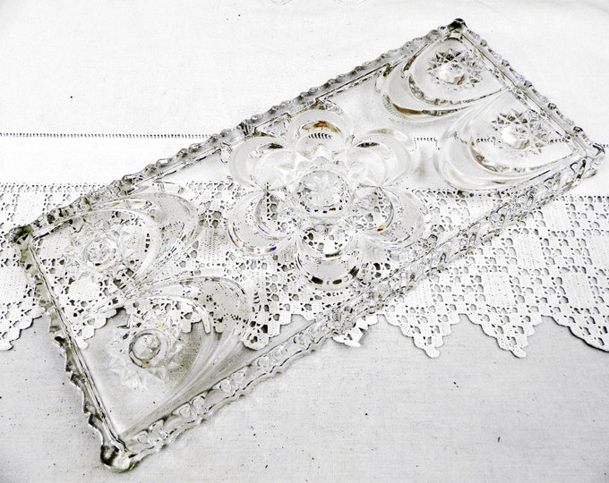 Vintage Mid Century Boxed German Walther Kristallglas Aperitif / Nibbles Glass Crystal Dish, Retro Drinks Party Serving Tray, Snack Plateau