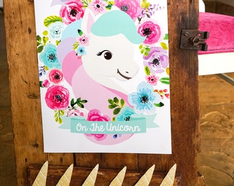 Unicorn Party Game - Pin The Horn On The Unicorn - Unicorn Game - Printable Party Game Instantly Download and Edit at home with Adobe Reader
