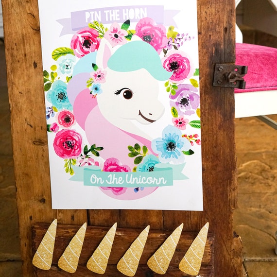 Unicorn Party Game - Pin The Horn On The Unicorn - Unicorn Game ...