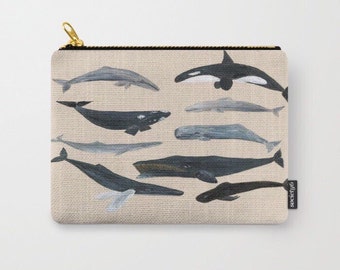 Whale Carry All Pouch, makeup bag, whale pencil pouch, carry all pouch, whales pouch, ocean pouch, ocean carry all, whale pouch, sea pouch
