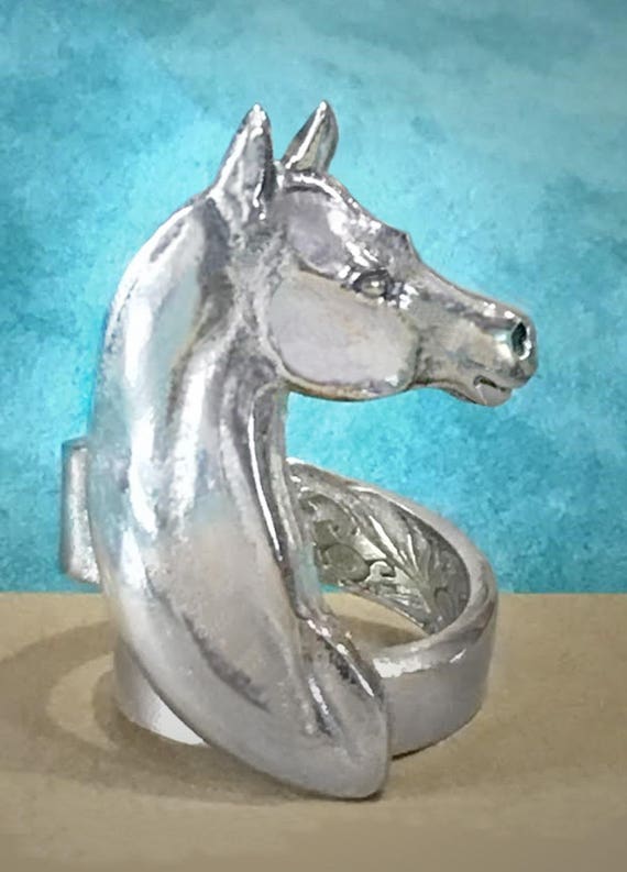 Horse Ring Arabian Horse head Ring in silverpewter