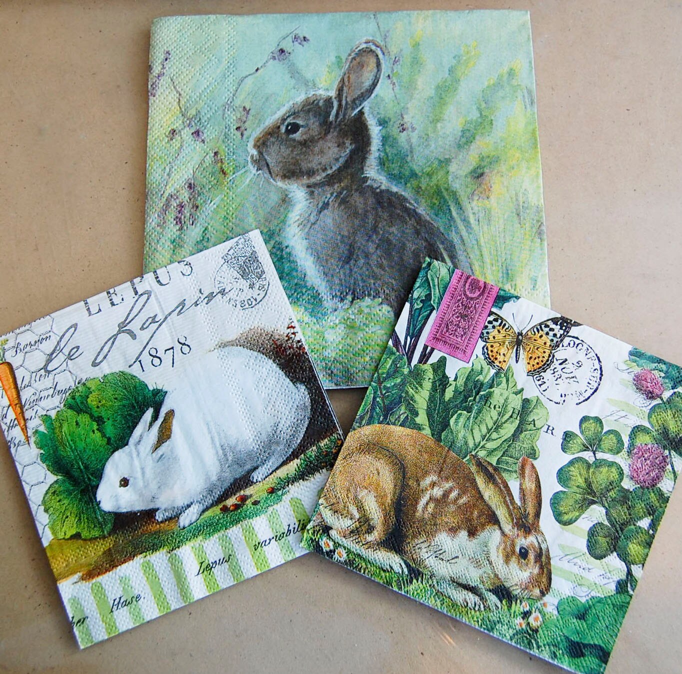 Decoupage Napkins Bunny Rabbit Easter Bunny 3 Paper Napkin