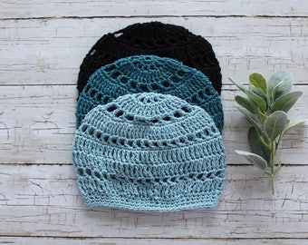Cotton Beanie Hat | Lightweight Beanie Boho Hat | Crochet Spring Hat | Spring Hat | Summer Beanie