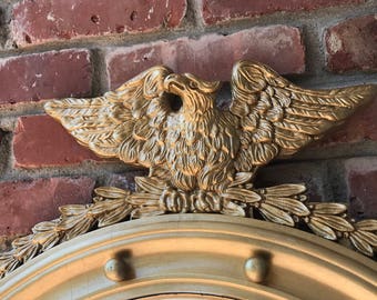 Vintage Early Americana 1900s-1910 Gessso Wall Mirror Federal American Eagle Convex