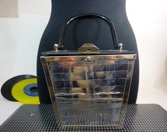 DORSET REX of 5th AVENUE Antique basket weave Lucite Box Purse