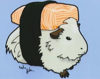 4x6 Print Guinea Pig In A Sushi Costume #Drawlloween 2015