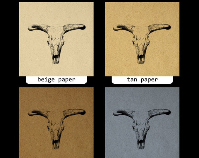 Printable Graphic Western Cow Skull Download Bull Horns Image Digital Antique Clip Art Jpg Png Eps HQ 300dpi No.552