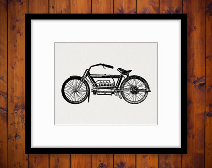 Antique Motorcycle Printable Digital Graphic Image Download Vintage Clip Art Jpg Png Eps HQ 300dpi No.3415