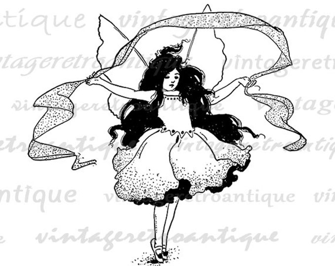 Printable Graphic Fairy Ballerina Image Download Digital Illustration Antique Clip Art Jpg Png Eps HQ 300dpi No.2462