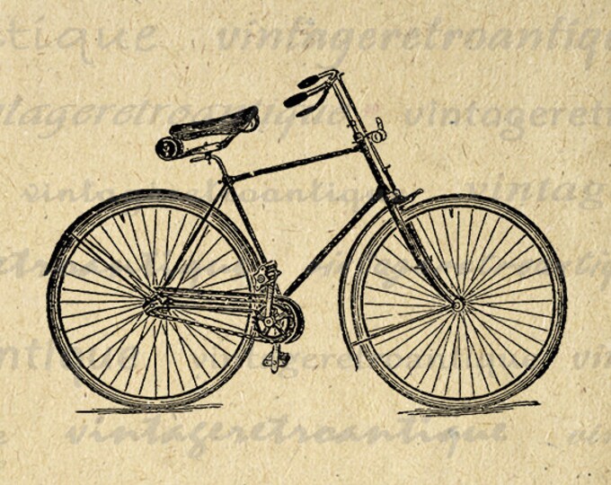 Printable Image Vintage Bicycle Graphic Download Digital Illustration Antique Clip Art Jpg Png Eps HQ 300dpi No.4268