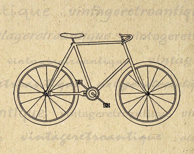 Digital Graphic Antique Bicycle Image Bike Outline Download Printable Vintage Clip Art Jpg Png Eps HQ 300dpi No.3474