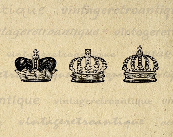 Digital Image Crown Set Printable Royal Graphic Collage Sheet Collection Download Vintage Clip Art Jpg Png Eps HQ 300dpi No.621