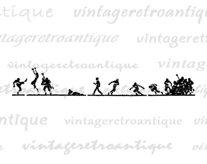 Printable Football Silhouette Graphic Image Sports Download Illustrated Digital Vintage Clip Art Jpg Png Eps HQ 300dpi No.3517