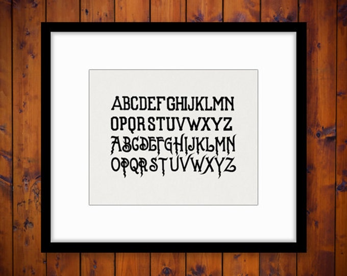 Halloween Alphabets Graphic Digital Download Scary Alphabet Image Gothic Printable Vintage Clip Art Jpg Png Eps HQ 300dpi No.644