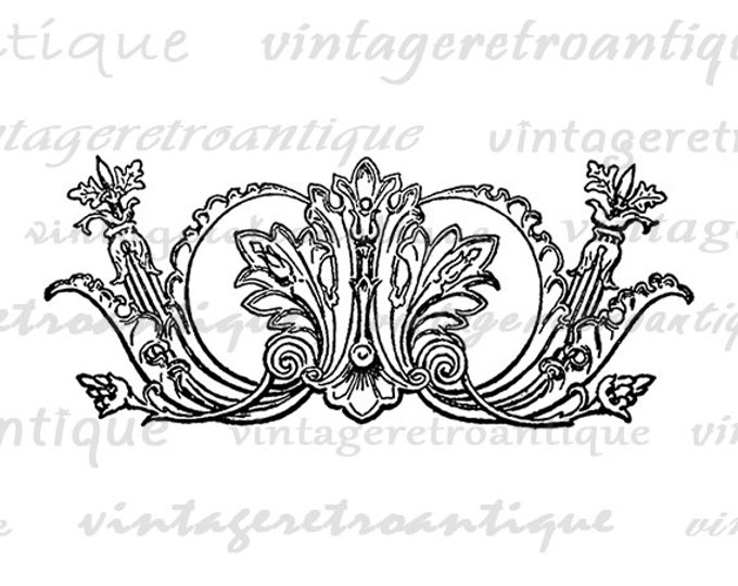 Printable Digital Floral Design Ornament Download Image Graphic Illustration Antique Clip Art Jpg Png Eps HQ 300dpi No.2209