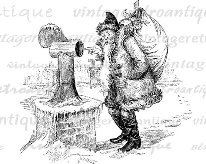 Santa Claus Illustration Digital Image Download Printable Graphic Vintage Clip Art Jpg Png Eps HQ No.2455