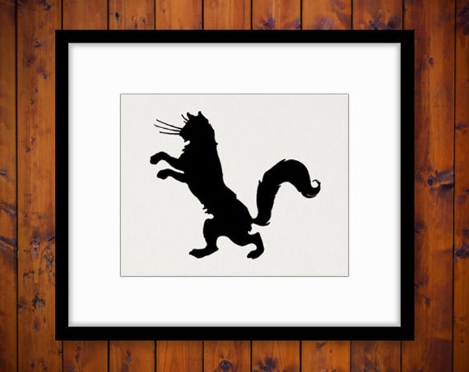 Digital Black Cat Silhouette Graphic Image Kitten Printable Download Vintage Clip Art Jpg Png Eps HQ 300dpi No.3581