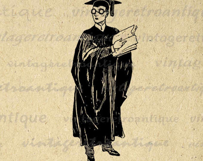 Digital Printable Collage Graduate Graphic Graduation Image Download Vintage Clip Art Jpg Png Eps HQ 300dpi No.3640