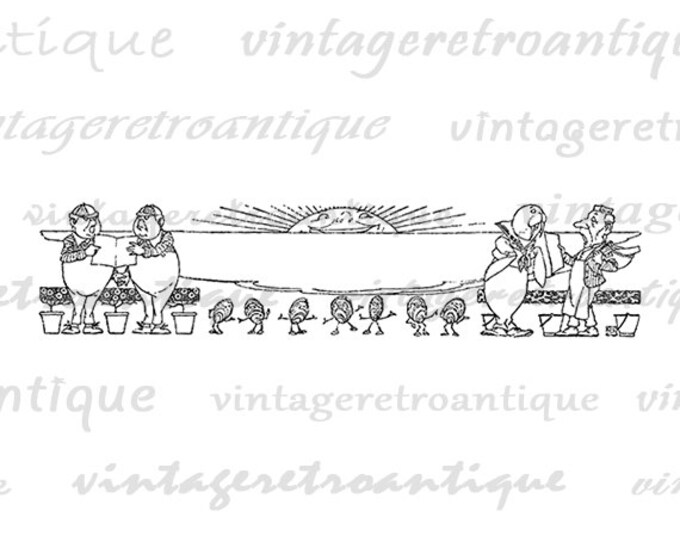 Alice in Wonderland Banner Image Digital Printable Graphic Download Antique Clip Art Jpg Png Eps HQ 300dpi No.2484