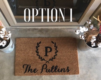 Custom Name Hand-painted Coir Doormat - Personalized Welcome mat by AfterInfinity
