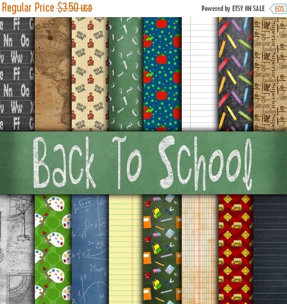 50% Off Sale Back to School Digital Paper Textures by OldMarket