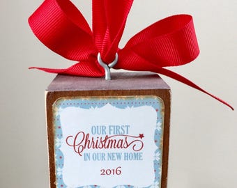 Our First Home Photo Block Ornament