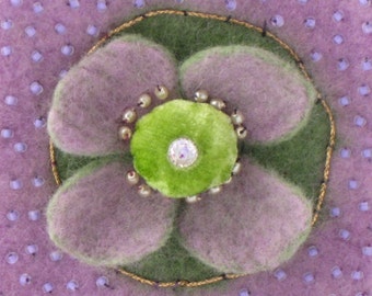 Felted Flower Brooch, Flower Pin, Brooch, Felted Pin, Flower Brooch, Purple Flower Pin