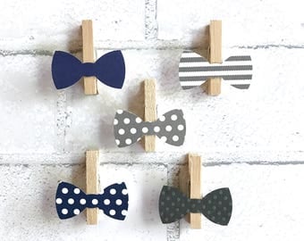 Don't Say Baby Clothespins Baby Shower Decoration Gray Navy Bow Tie Clips Pins Birthday Baby Shower Games Wedding Decoration Dont Say Baby