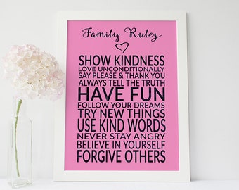 Family rules poster | Etsy