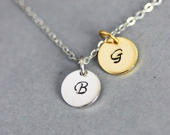 Initial Pendant Necklace Initial Necklace Silver Gold Personalized Necklace Handstamped Necklace Personalized Jewelry Monogram Necklace Gift