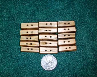 Toggle Buttons, 15 Sassafras Tree Branch Buttons, Handcrafted Wood Buttons 1" inch long, 1/8" - 1/4" thick
